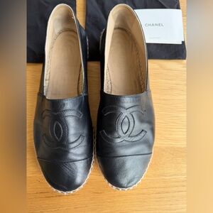 Chanel Black Lambskin Espadrilles – Size 40